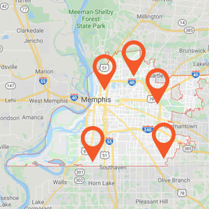 Katzkin Auto Upholstery Memphis Map