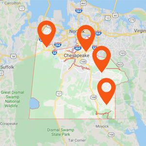 Car Upholstery Shops Chesapeake VA Map