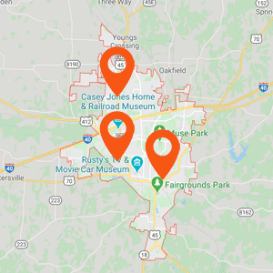 Auto Upholstery Jackson TN Map