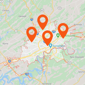 Auto Upholstery Knoxville TN Map